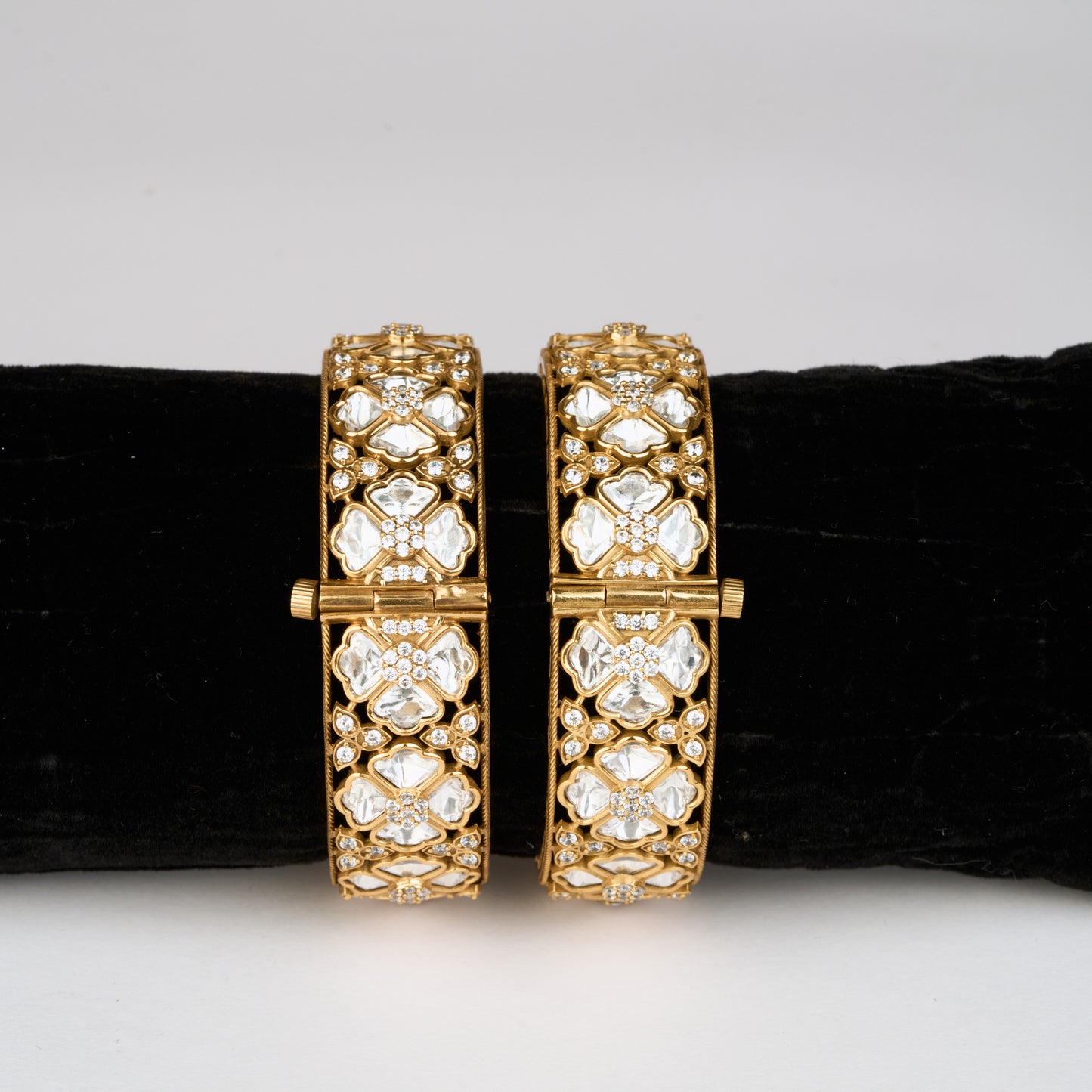 Gold Finish Polki Bangle Set of 2