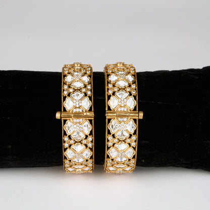 Gold Finish Polki Bangle Set of 2