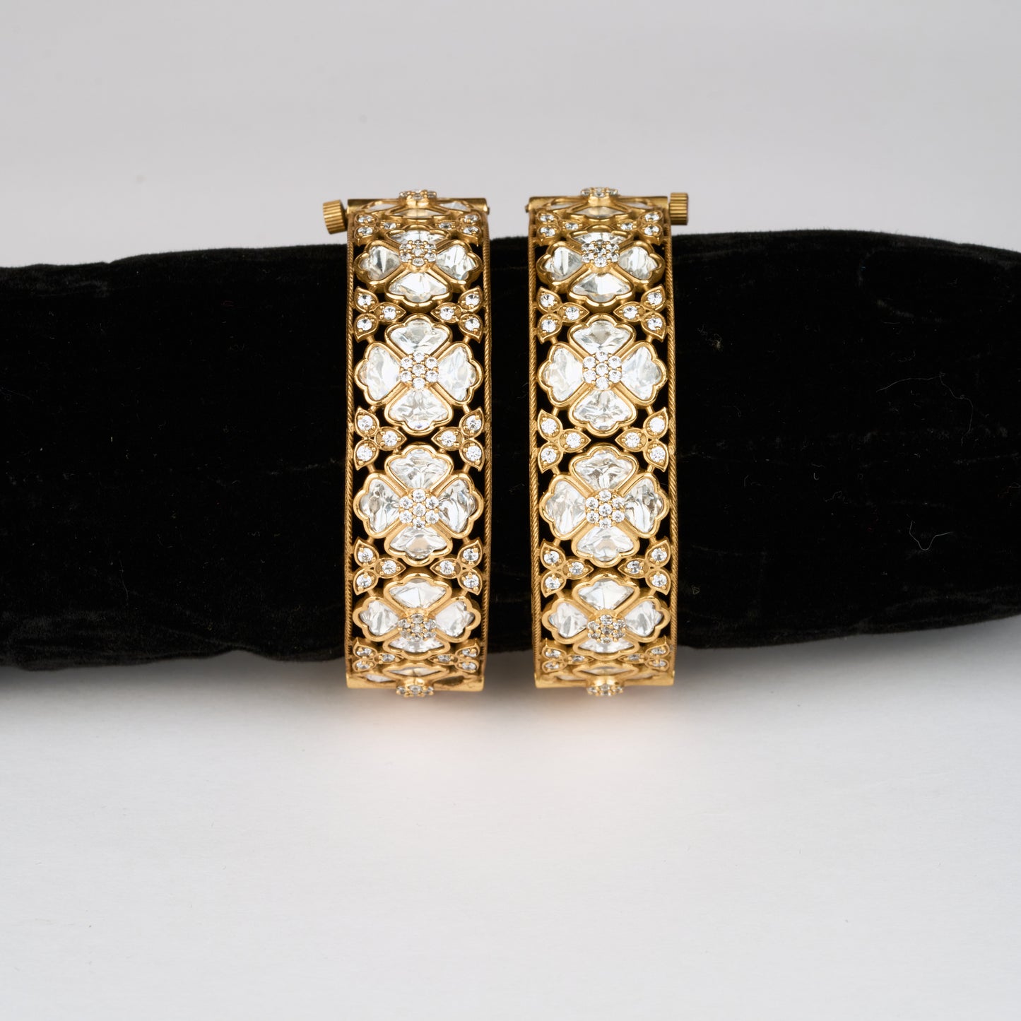 Gold Finish Polki Bangle Set of 2