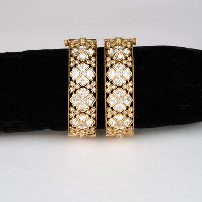 Gold Finish Polki Bangle Set of 2