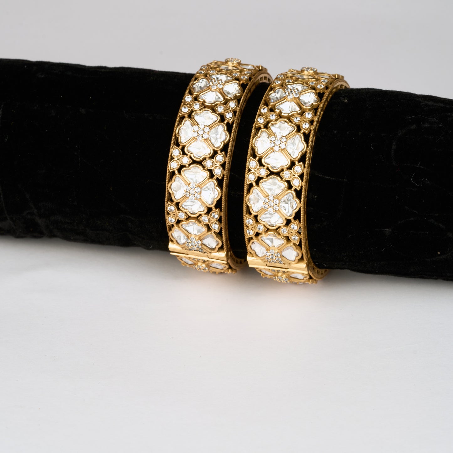 Gold Finish Polki Bangle Set of 2