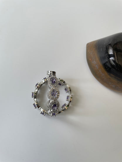 White Finish Colored Stone and Zircon Earrings