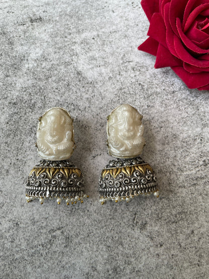 Oxidised Resin Divine Motif Jhumkis