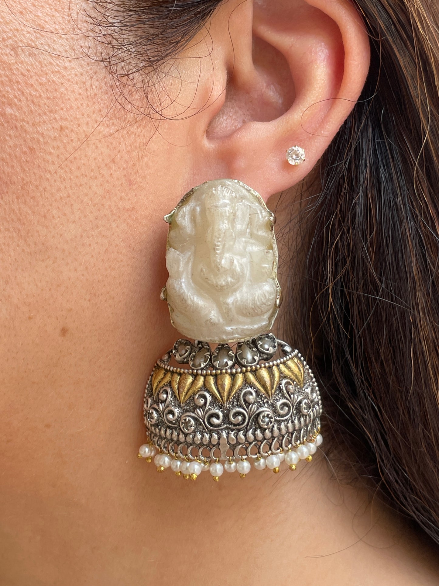 Oxidised Resin Divine Motif Jhumkis