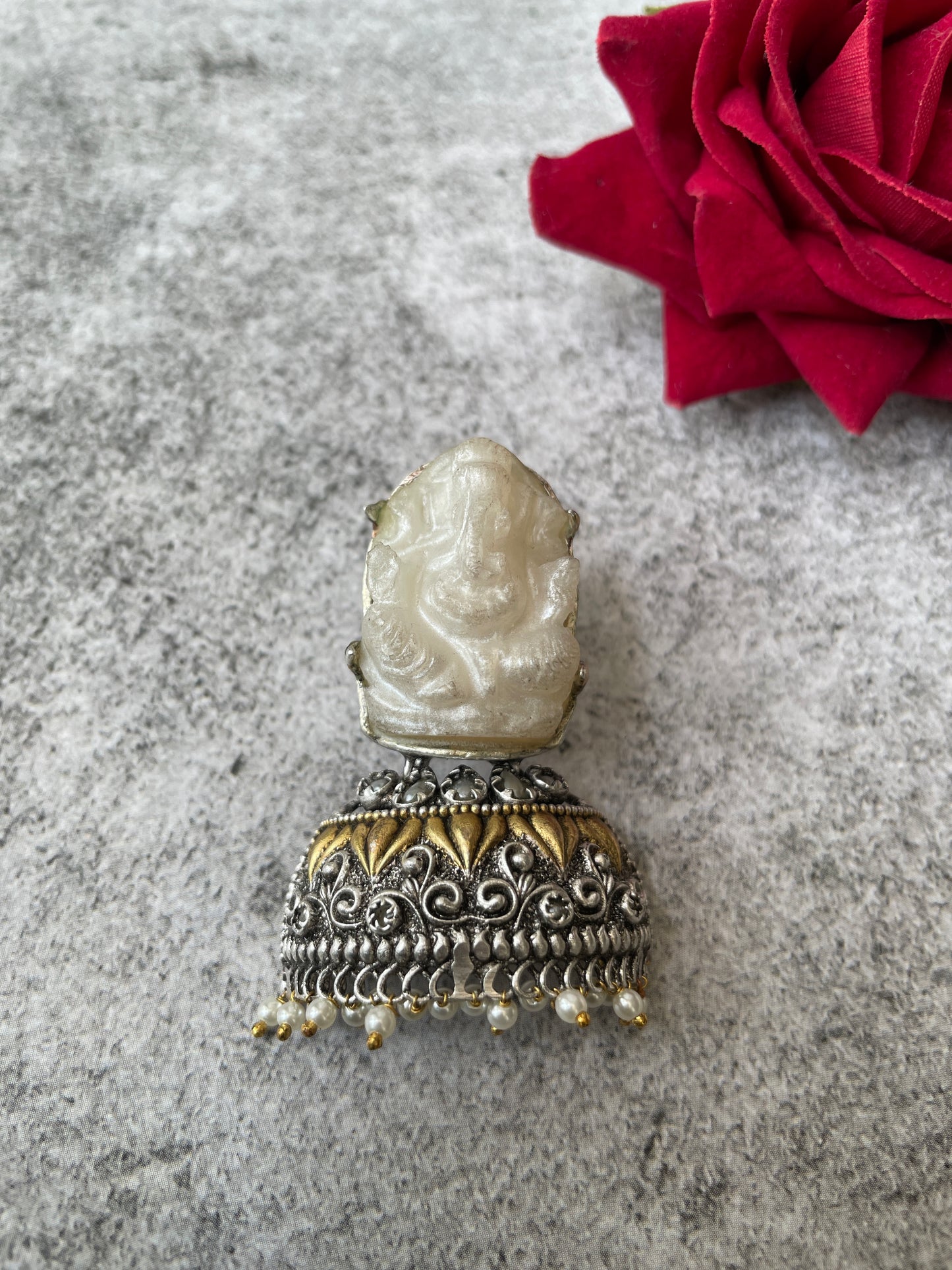 Oxidised Resin Divine Motif Jhumkis