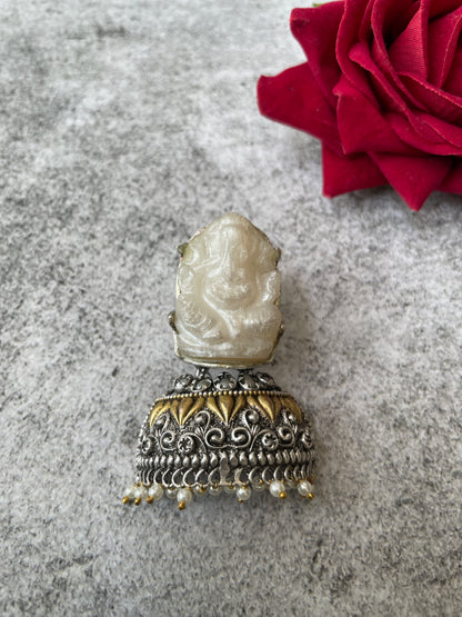 Oxidised Resin Divine Motif Jhumkis