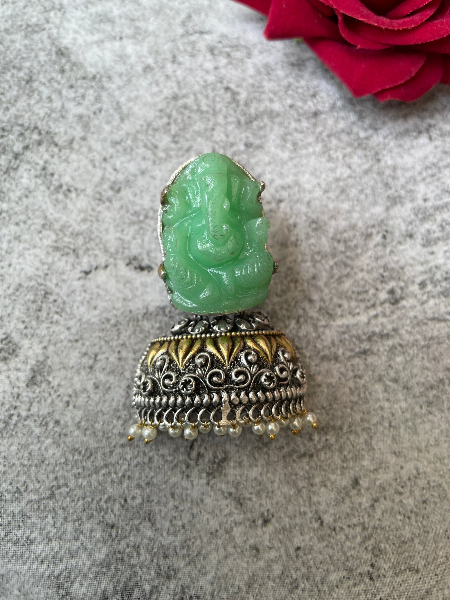 Oxidised Resin Divine Motif Jhumkis