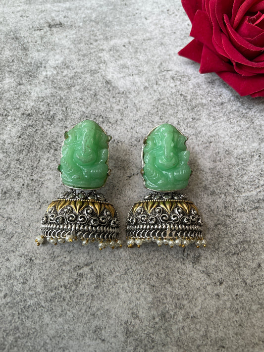 Oxidised Resin Divine Motif Jhumkis