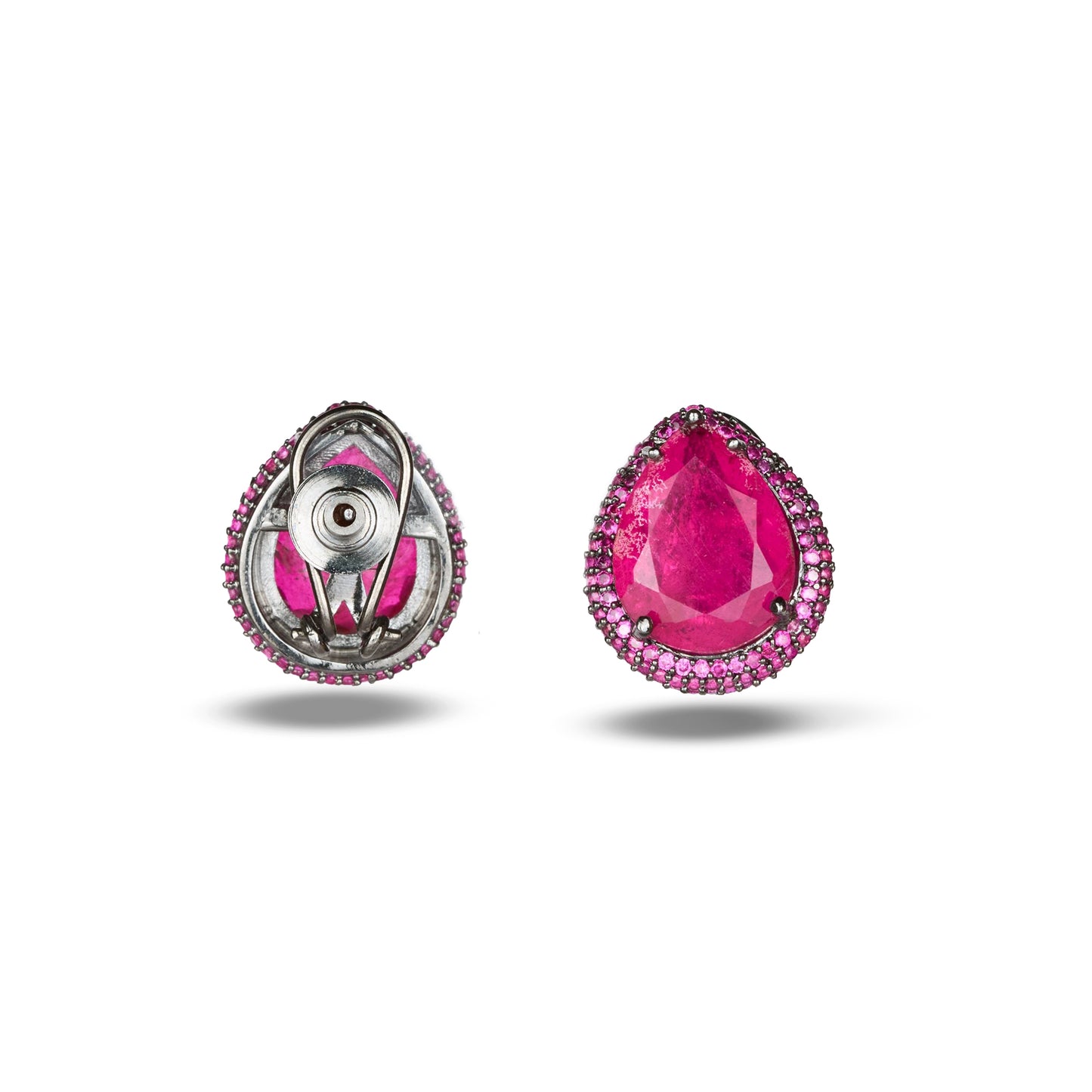 Pink Crystal Earrings with Zircon Halo