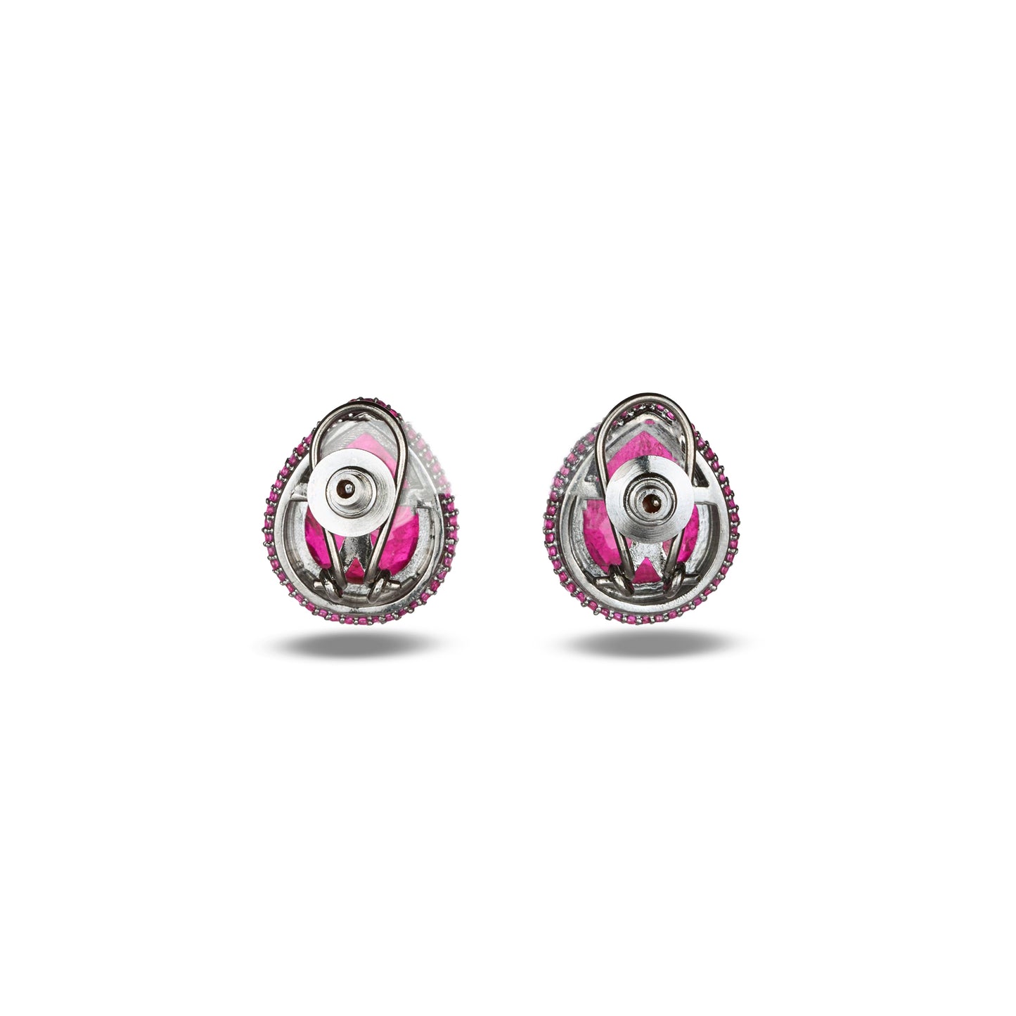 Pink Crystal Earrings with Zircon Halo