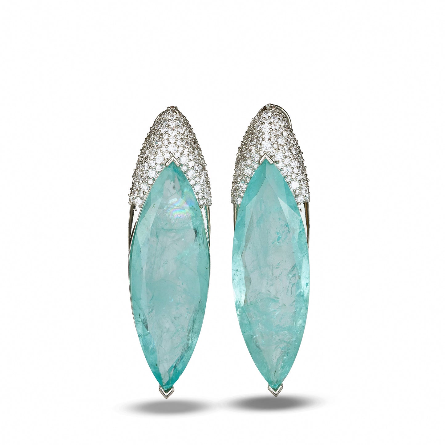 Blue Clear Crystal Earrings with Zircon Crown