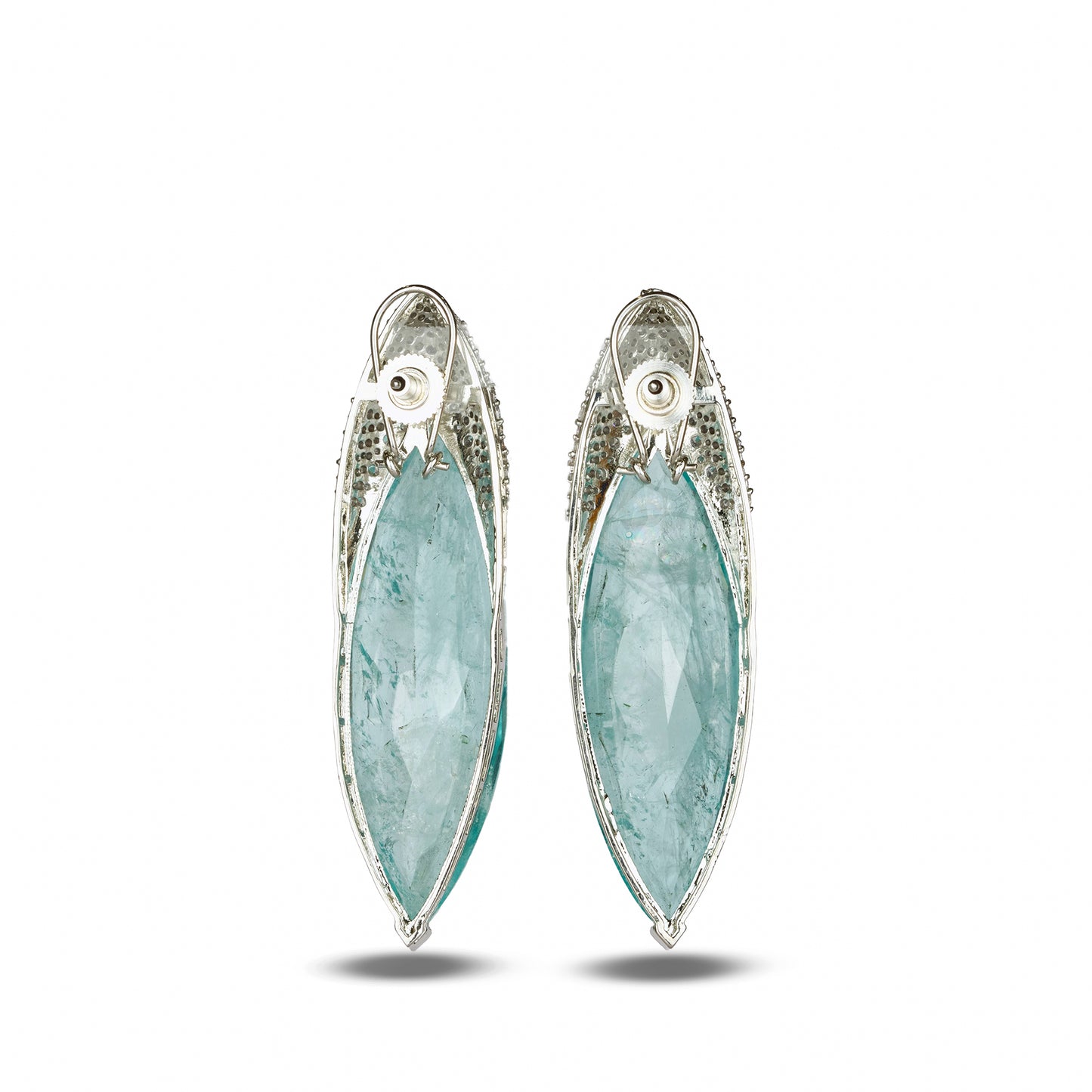 Blue Clear Crystal Earrings with Zircon Crown