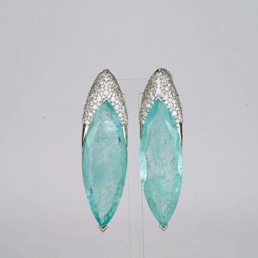 Blue Clear Crystal Earrings with Zircon Crown