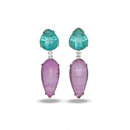 Contrast Blue and Lavendar Drop Earrings
