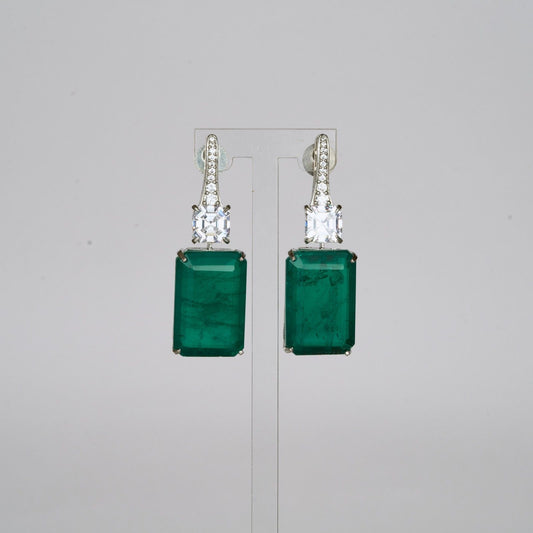 Vibrant Green Zircon Accented Earrings