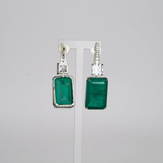Vibrant Green Zircon Accented Earrings