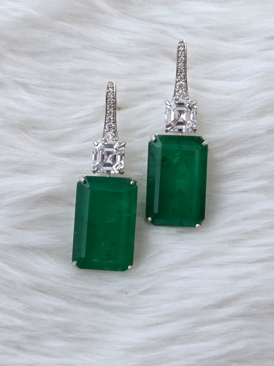 Vibrant Green Zircon Accented Earrings