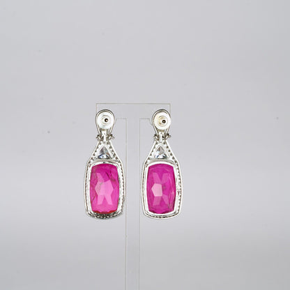 Deep Pink Zircon Accented Earrings