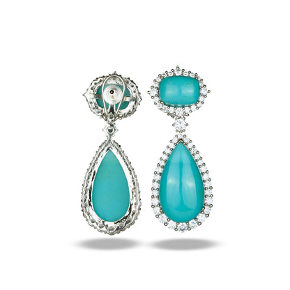 Turquoise Dangler Earrings with Zircon Accents