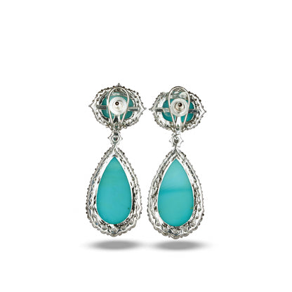 Turquoise Dangler Earrings with Zircon Accents