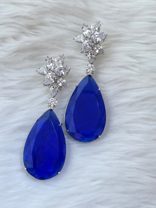 Deep Blue Zircon Danglers