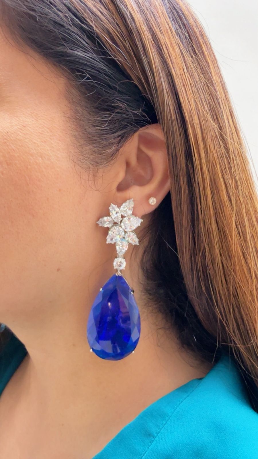 Deep Blue Zircon Danglers