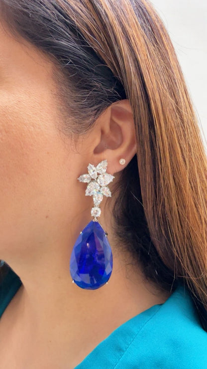 Deep Blue Zircon Danglers