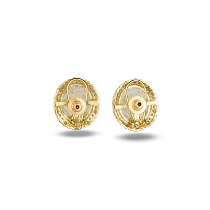 Carved Yellow Stone Zircon Accented Studs