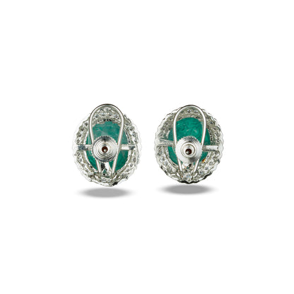 Carved Emerald Zircon Accented Studs
