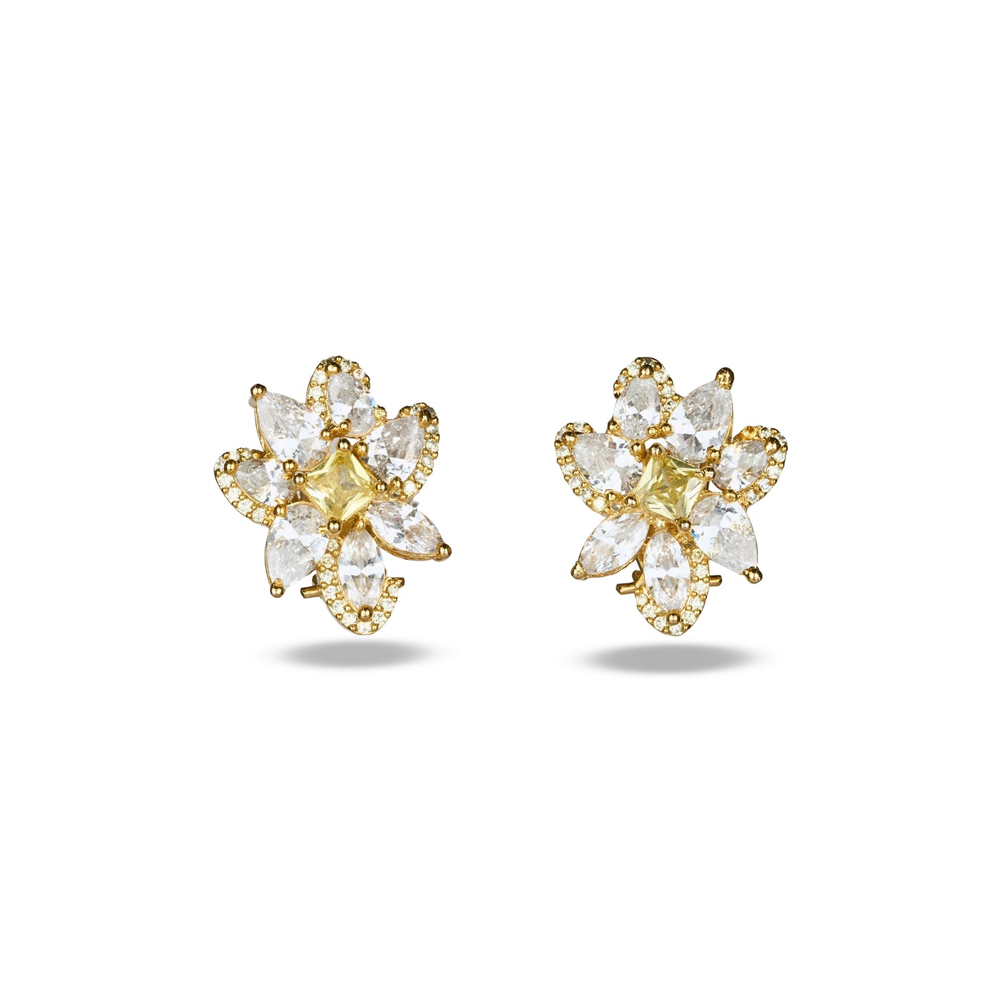 Floral Yellow Zircon Crystal Studs