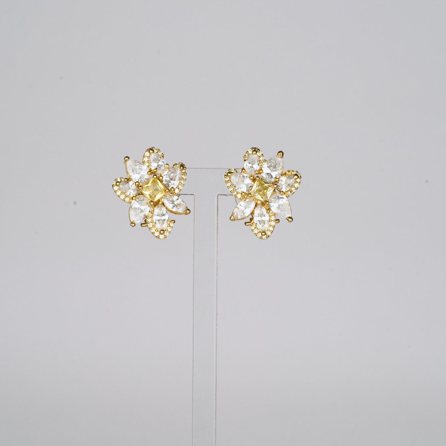 Floral Yellow Zircon Crystal Studs