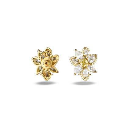 Floral Yellow Zircon Crystal Studs