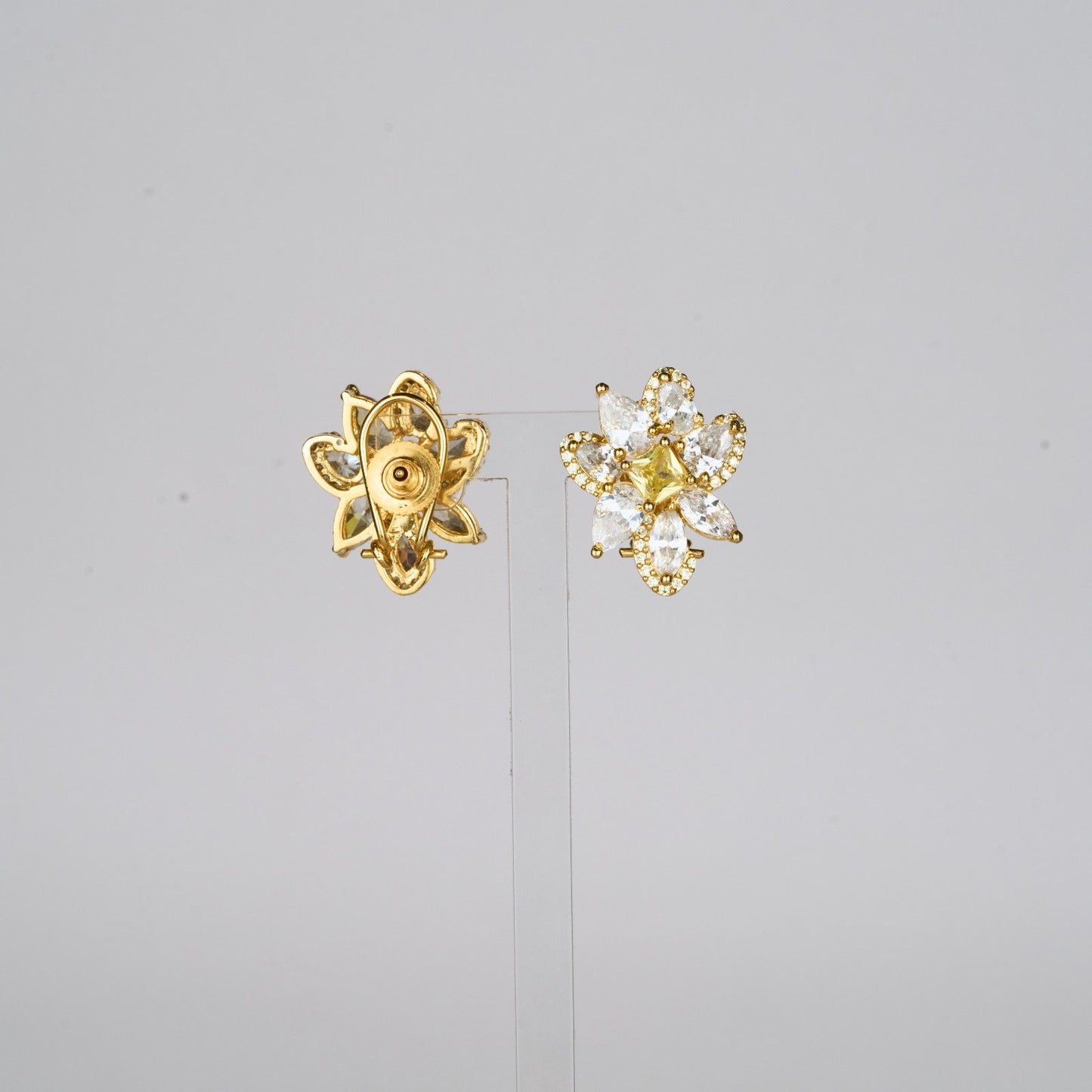 Floral Yellow Zircon Crystal Studs