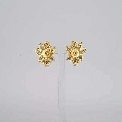 Floral Yellow Zircon Crystal Studs