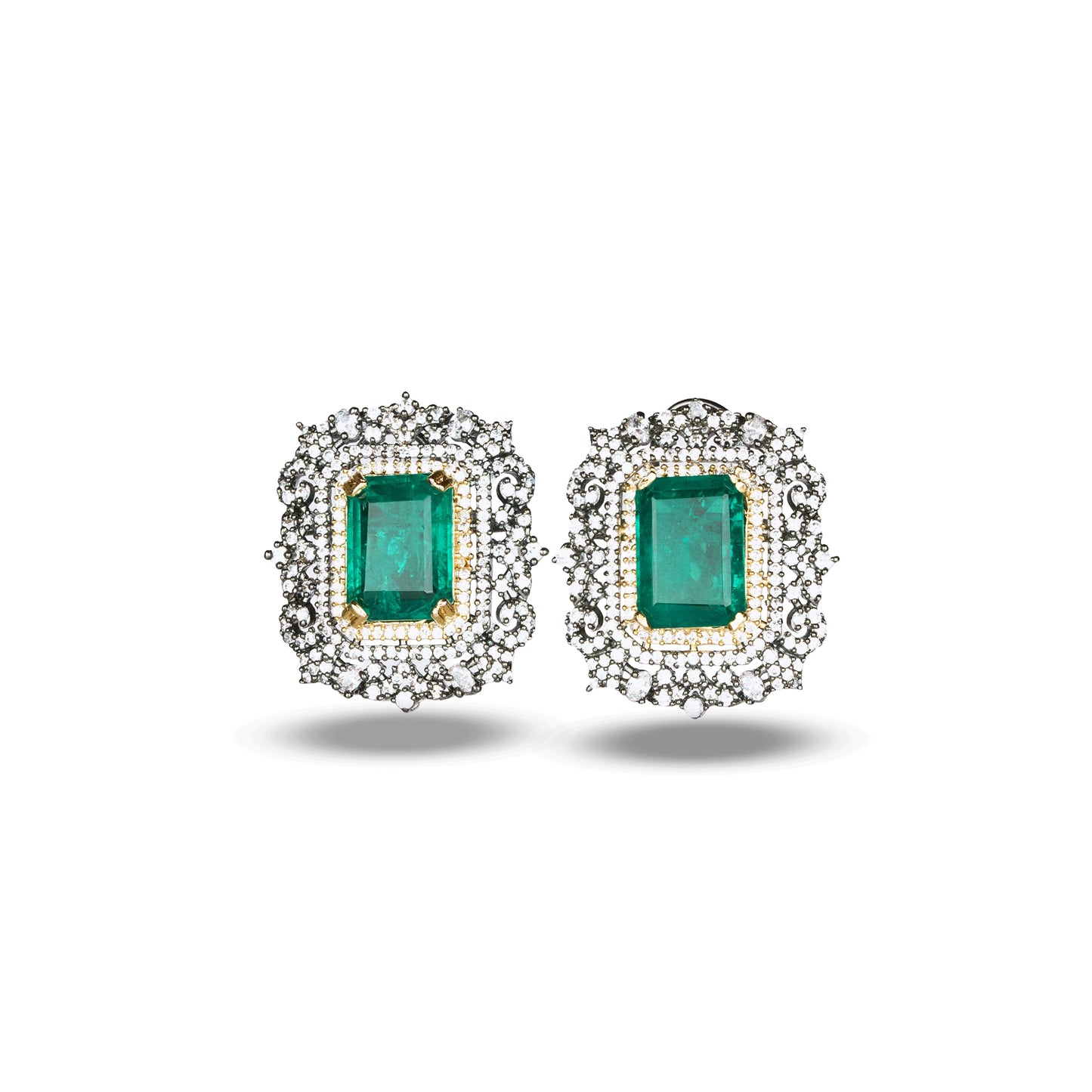 Two Tone Emerald Zircon Studs