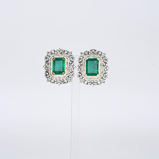 Two Tone Emerald Zircon Studs