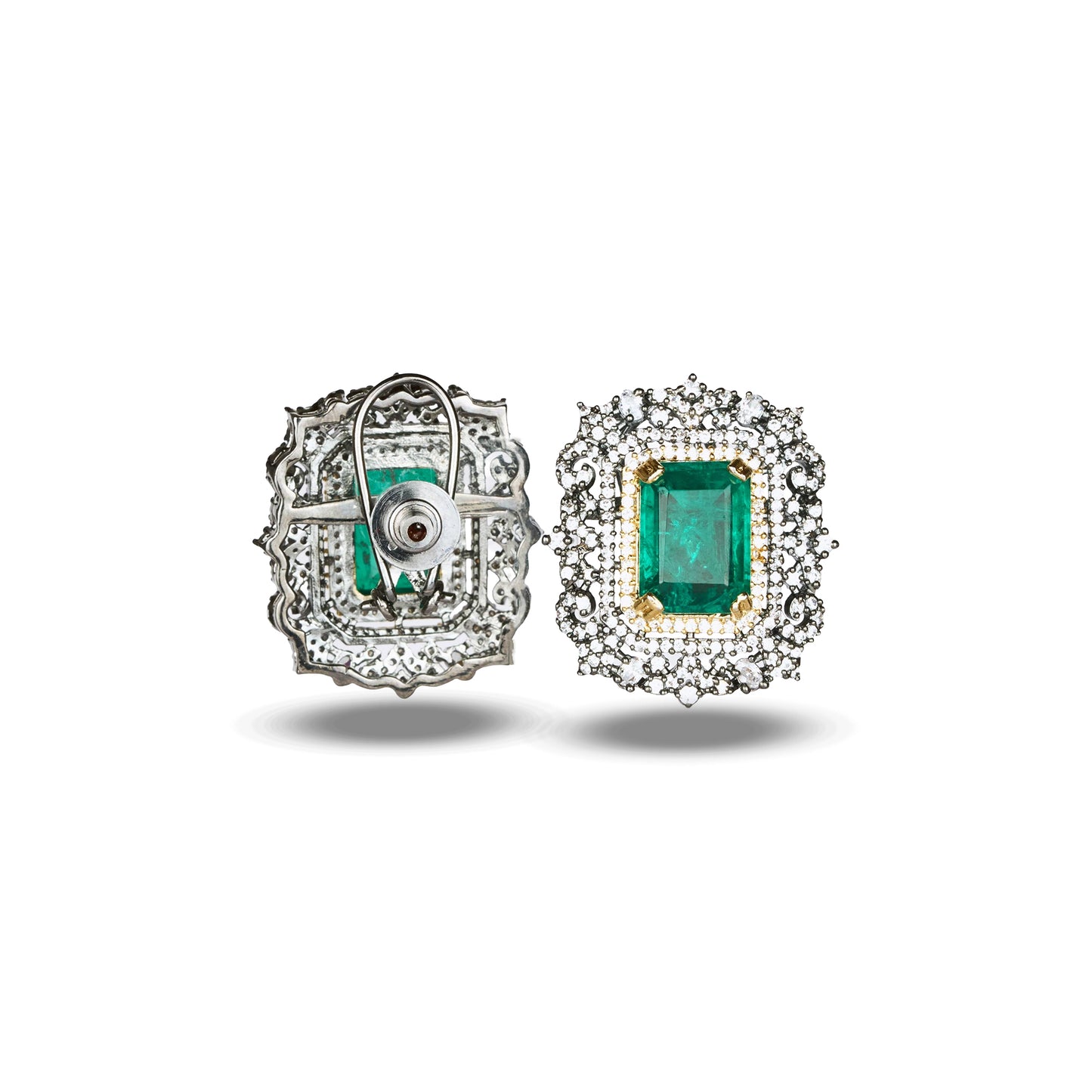 Two Tone Emerald Zircon Studs