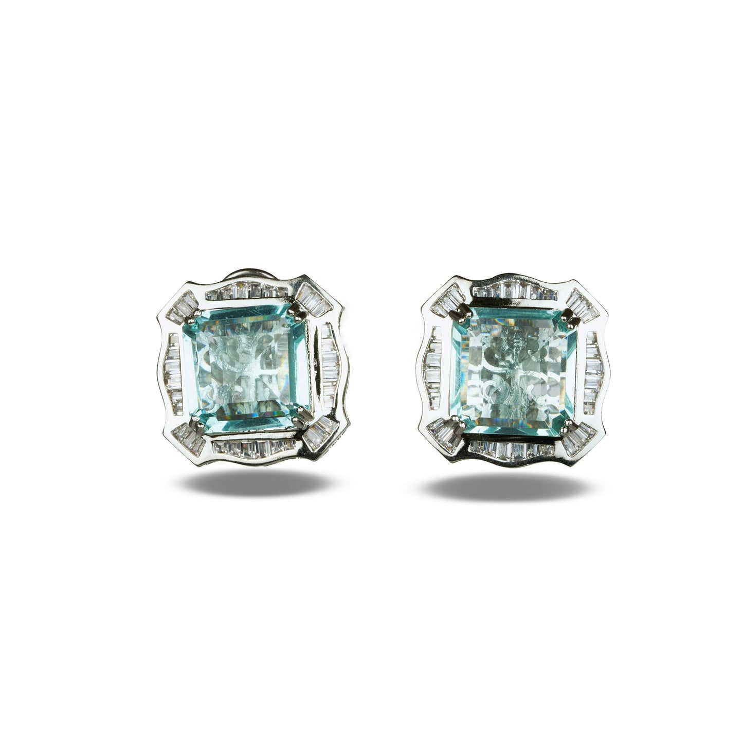 Aqua Crystal Zircon Studs