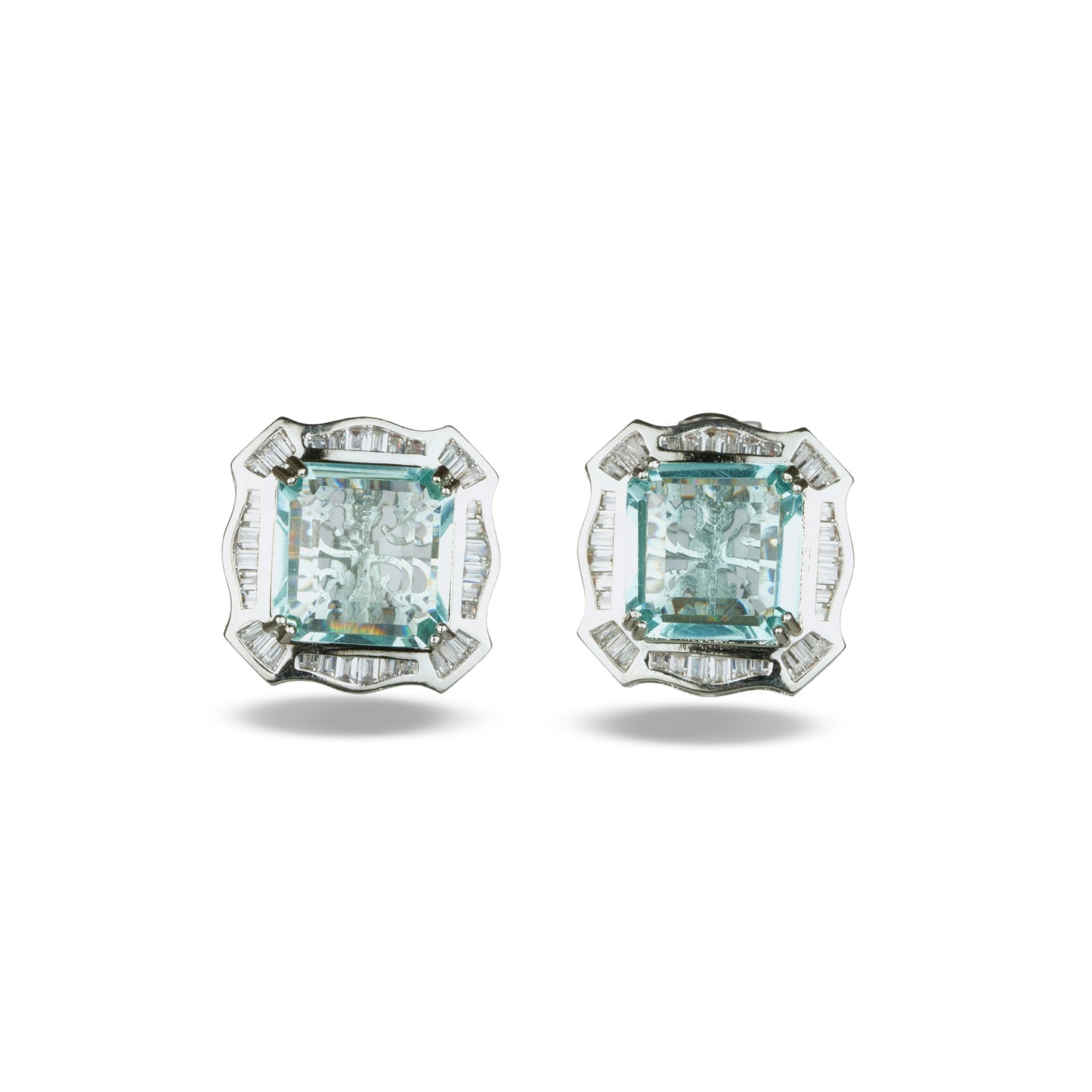 Aqua Crystal Zircon Studs