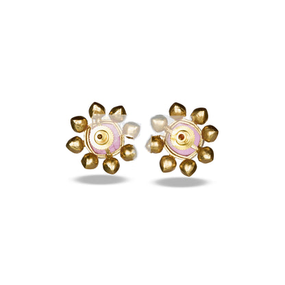 Blush Pink Studs with Floral Polki Accents