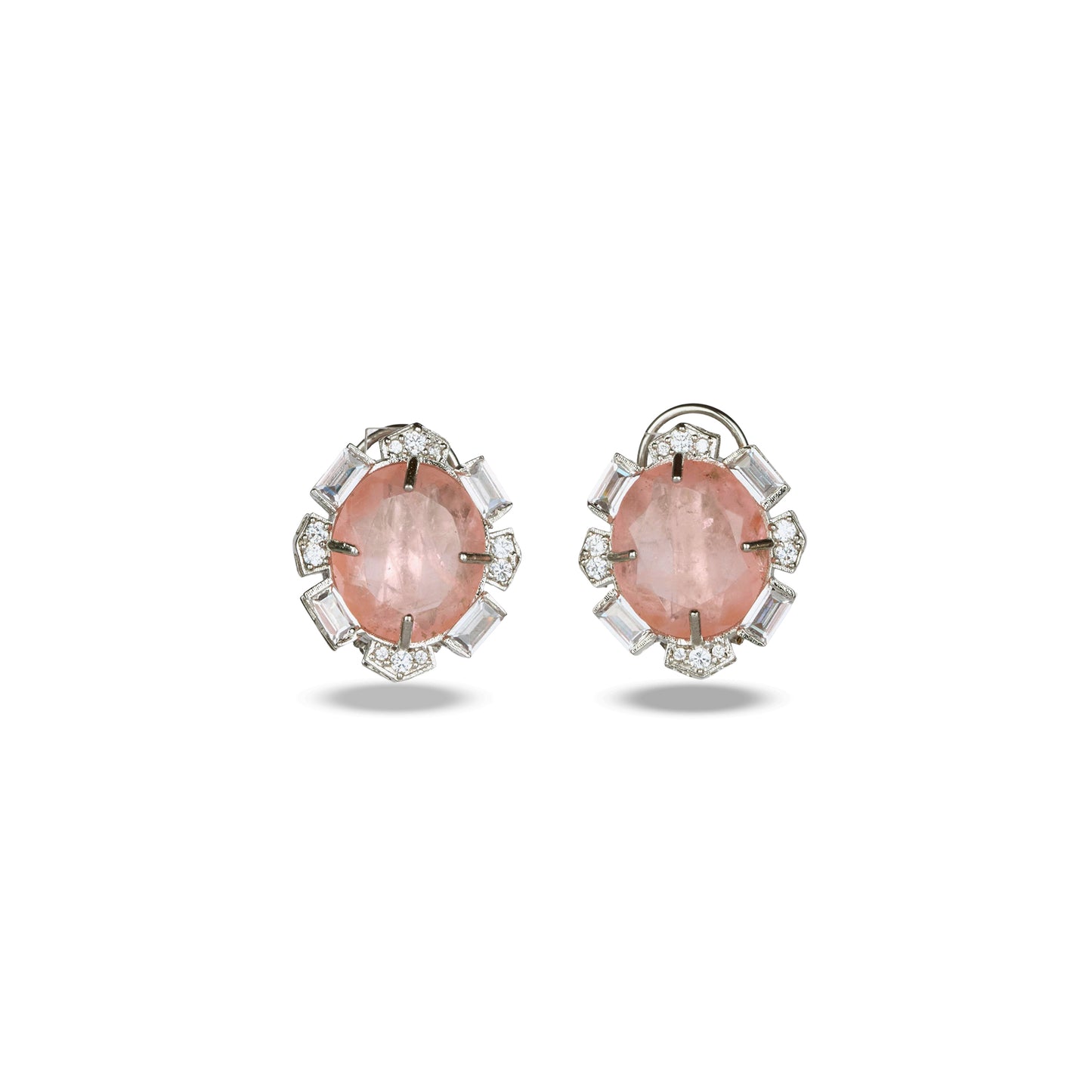 Blush Pink Stone Crystal Halo Studs