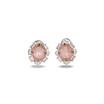 Blush Pink Stone Crystal Halo Studs