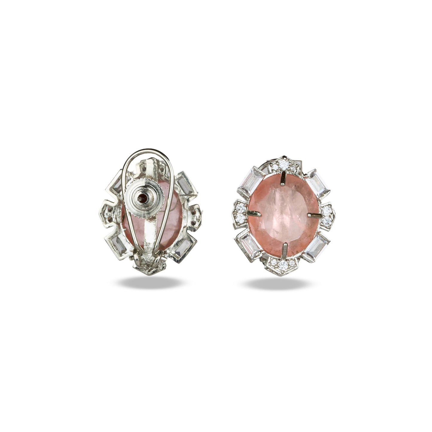 Blush Pink Stone Crystal Halo Studs