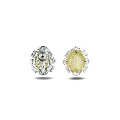 Lemon Yellow Stone Crystal Halo Studs