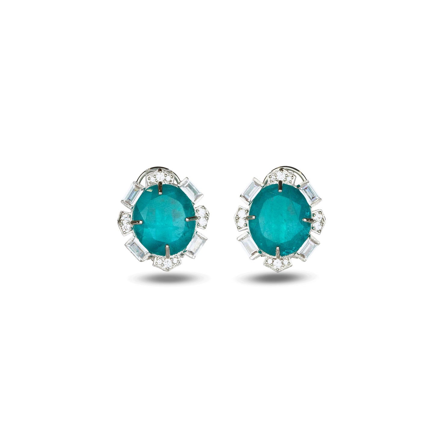 Blue Stone Crystal Halo Studs