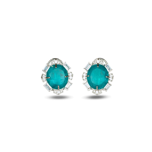 Blue Stone Crystal Halo Studs