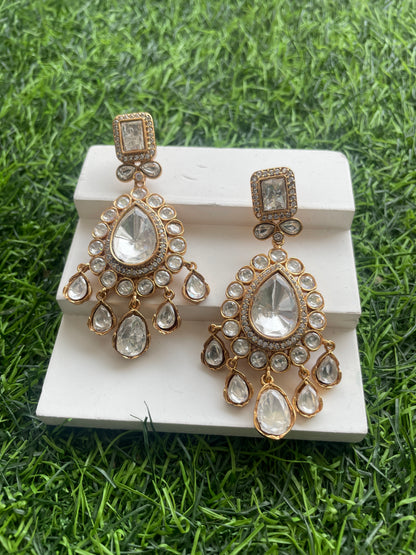 Gold Finish Exquisitely Crafted Polki Earrings