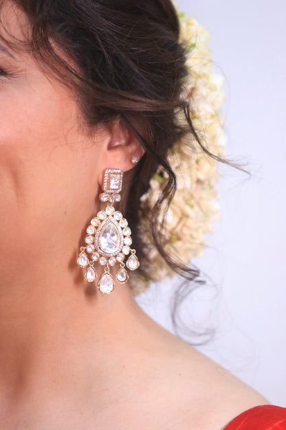 Gold Finish Exquisitely Crafted Polki Earrings