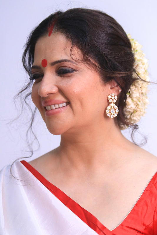 Classic Polki Earrings with Faux Diamond Accents