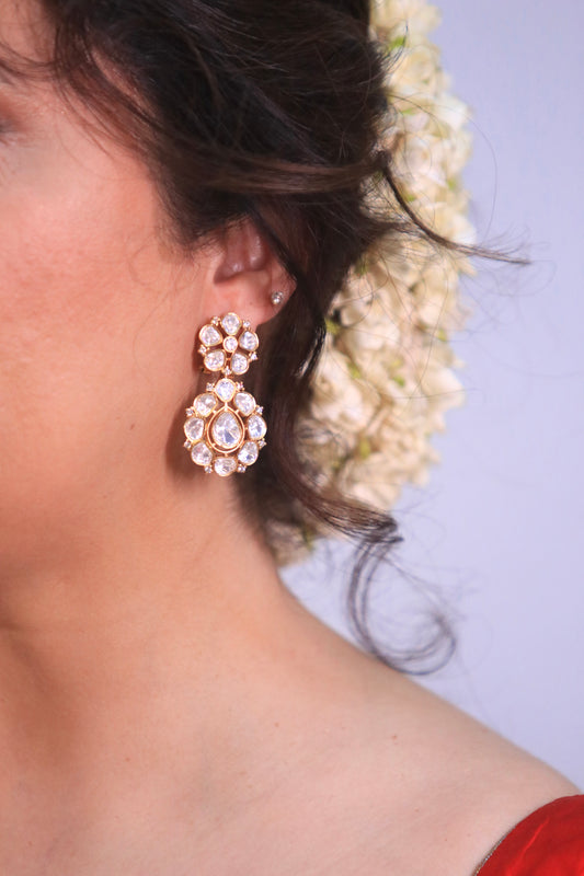 Classic Polki Earrings with Faux Diamond Accents